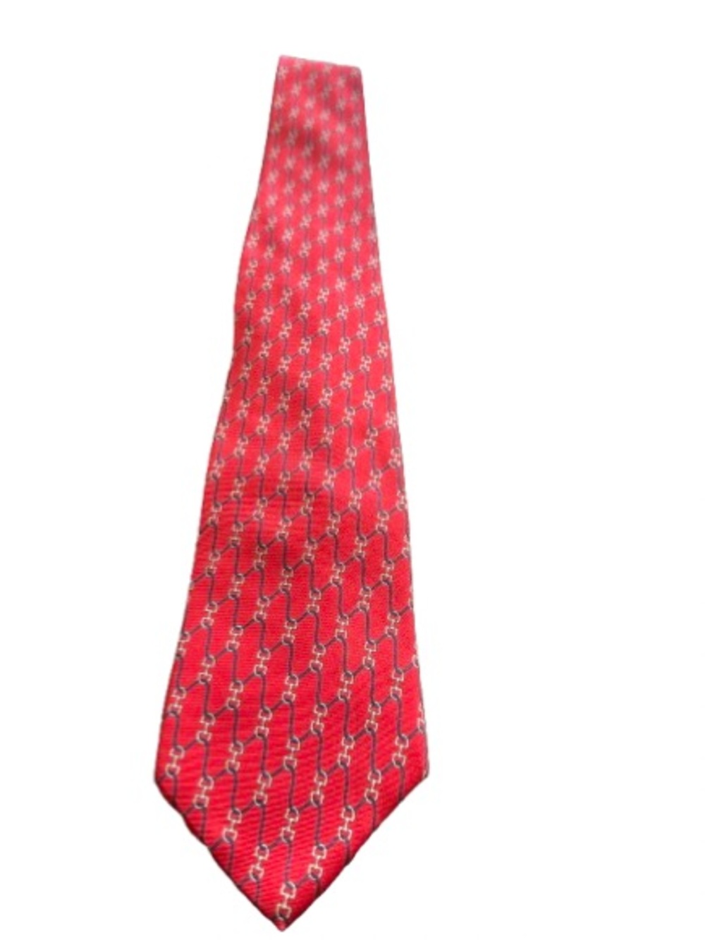 Classic Red Patterned Men's Tie - Subtle Chain / Horsebit Detail